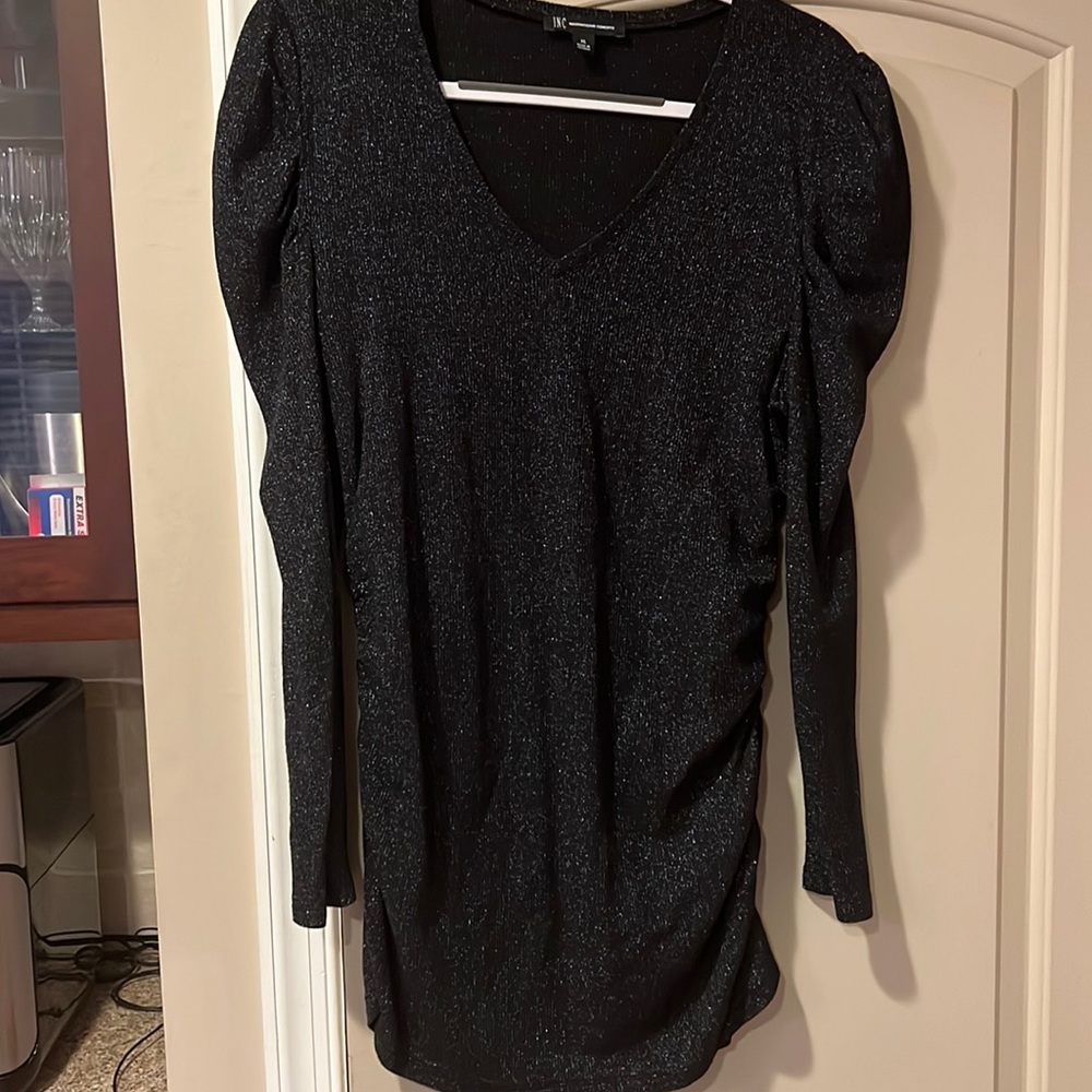 INC black metallic blouse